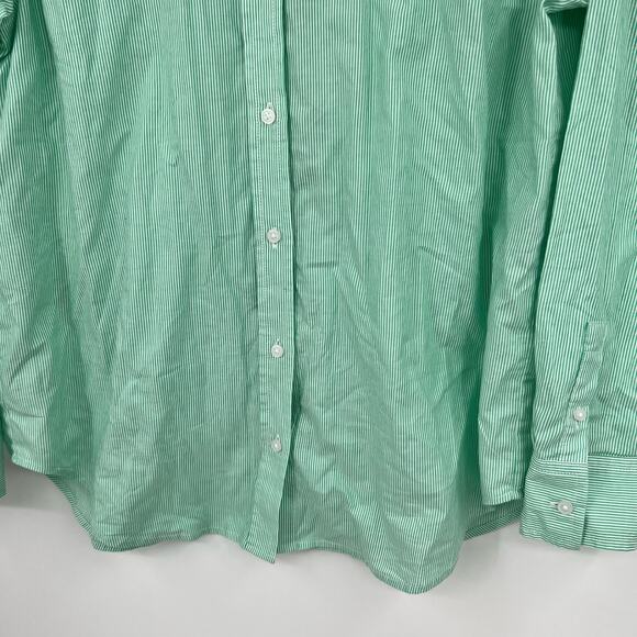 Everlane The Silky Cotton Relaxed Button Down Long Sleeve Shirt Green Striped 10 - Picture 5 of 8